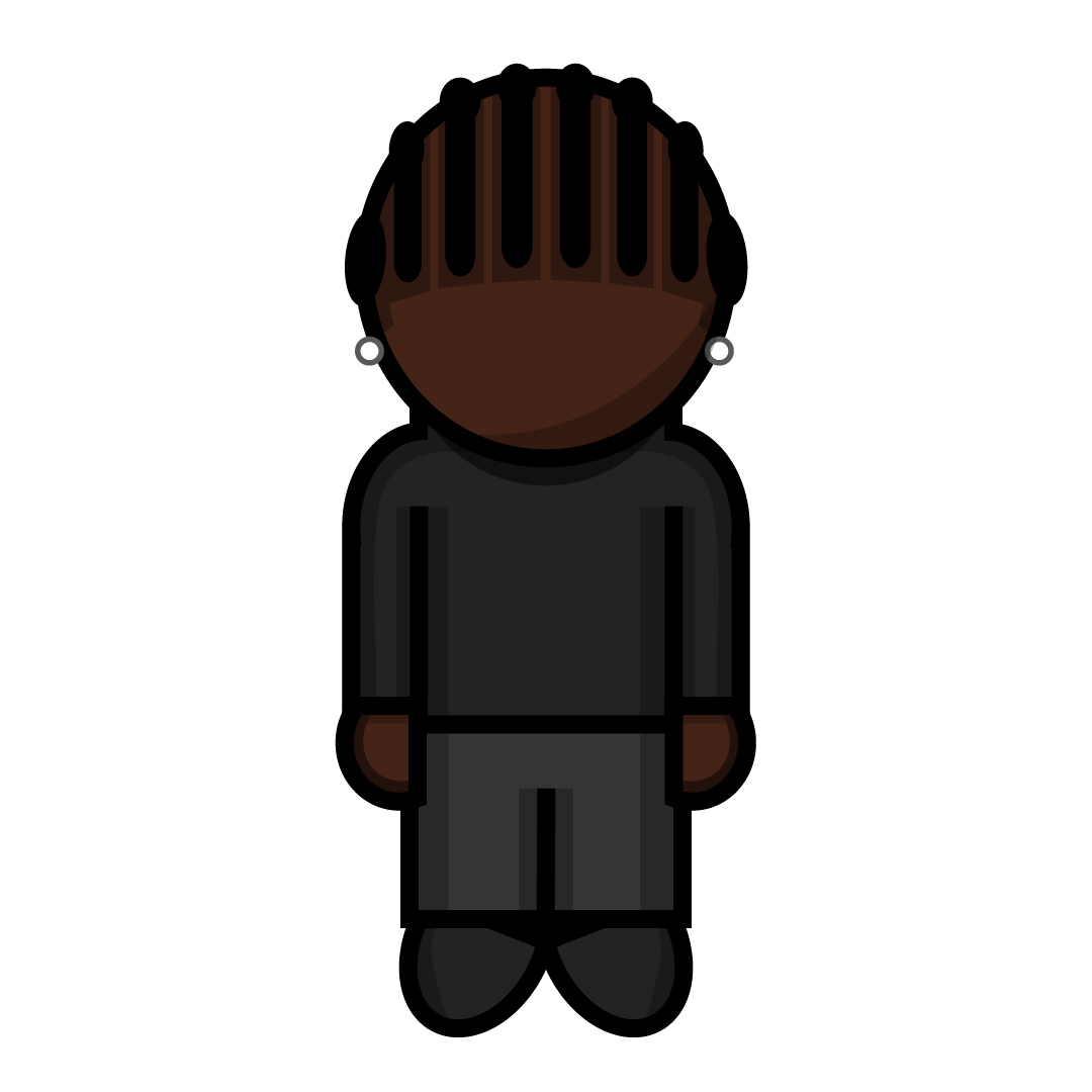 minimalistic black character design with cornrows