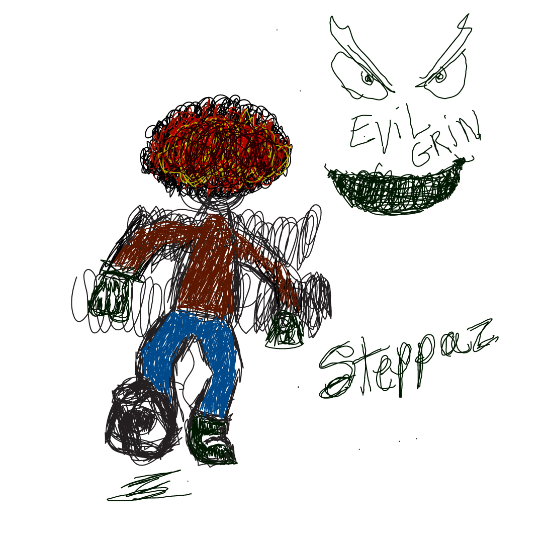 draft of a character evil grin steppas